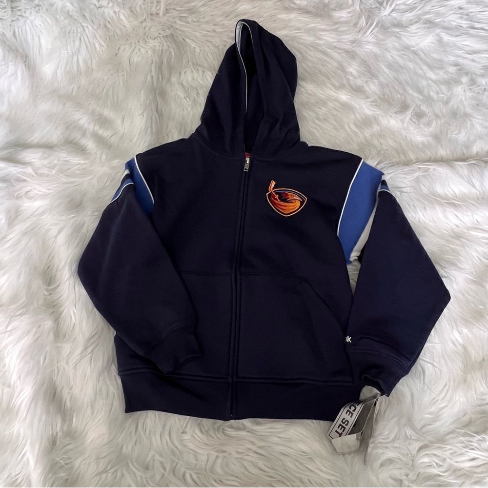 NWT Atlanta Thrashers Youth Hoodie Reebok Size Medium 5/6 Zip Jacket